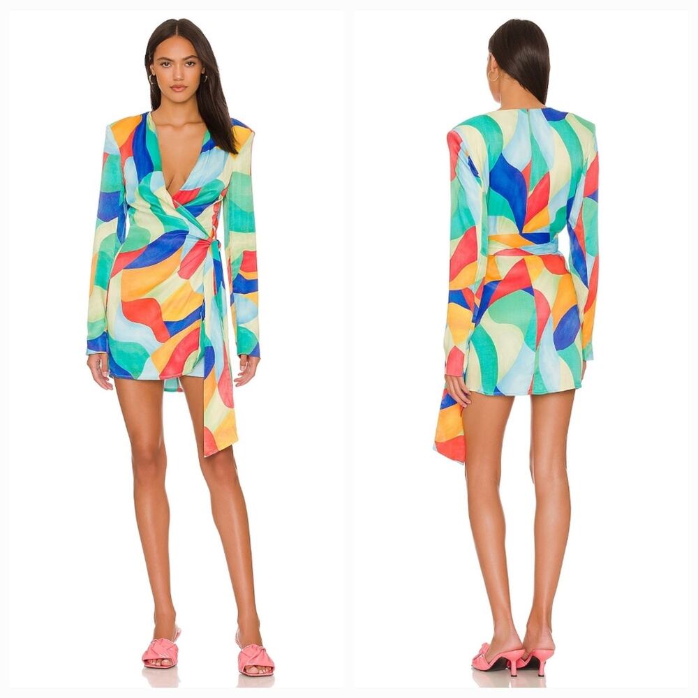 WeWoreWhat Cowl Front Dress in Abstract Watercolor Medium